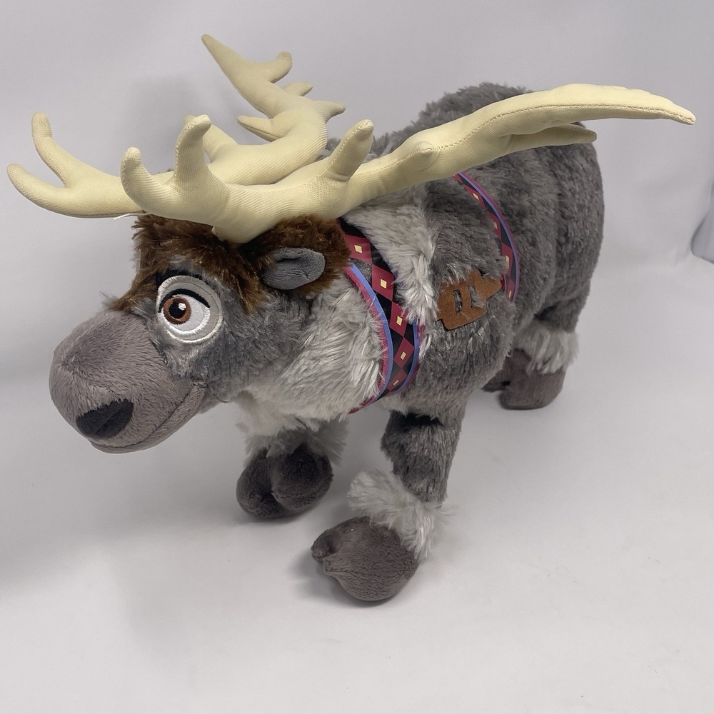 Disney Store Frozen Sven Reindeer Plush 15" Stuffed Animal Harness Poseable